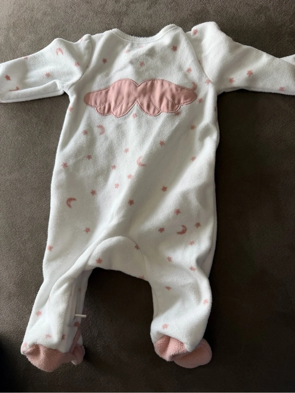 Carter's Blue and White Floral Fleece Footed One-Piece